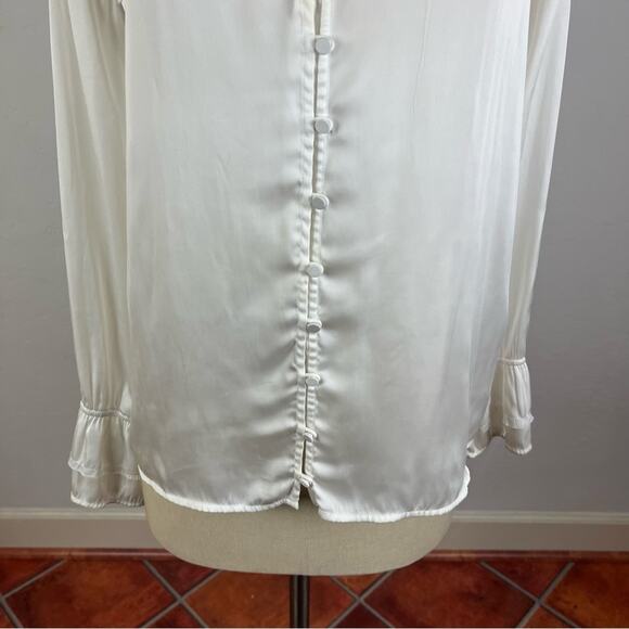 PAIGE Anguilla Ruffle Yoke Matte Satin Blouse - Picture 6 of 9